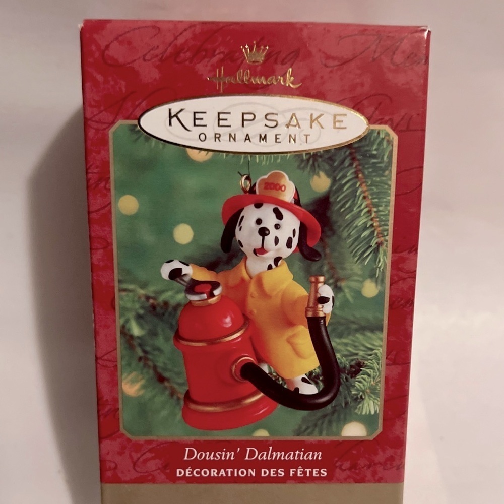 Dousin' Dalmatian NEW Hallmark 2000 Fireman Dog Ornament Fire Hat Hose Puppy